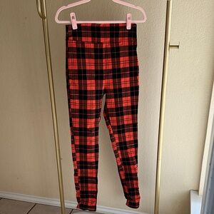 Unique Vintage Orange and Black Plaid Ultra High Waisted Skinny Pant